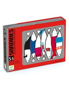 Sardines es un juego de mesa de memoria en el que tendremos que memorizar cómo van vestidas las sardinas y cómo están colocadas en la lata.