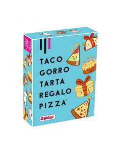"Taco, Gorro, Tarta, Regalo, Pizza", juego de cartas