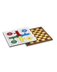 Tablero parchís y ajedrez de madera 33x33
